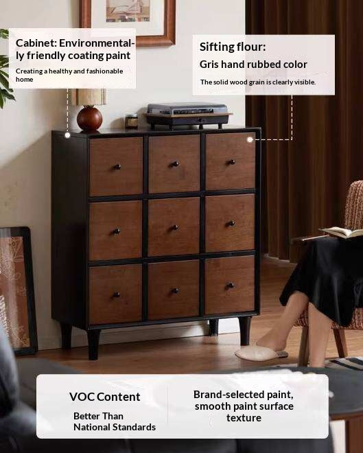 Rubberwood Solid 9-Drawer Dresser, Mid Century Bedroom Storage Cabinet