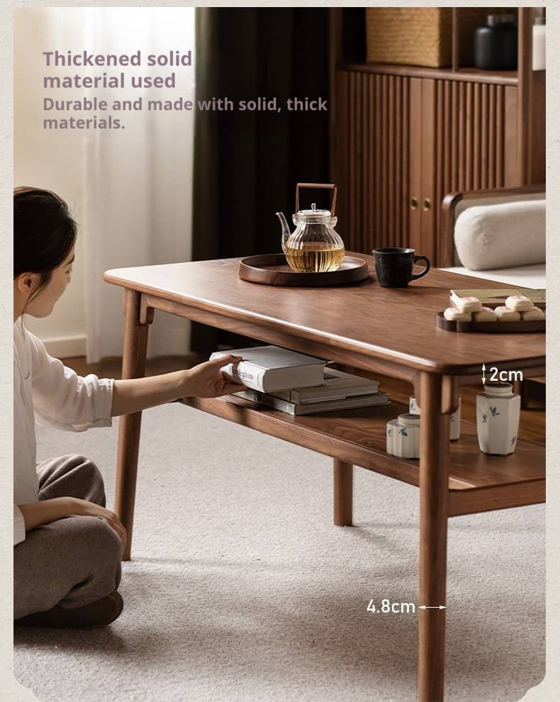 Ash, Black Walnut Solid Wood Double-Layer Coffee Table