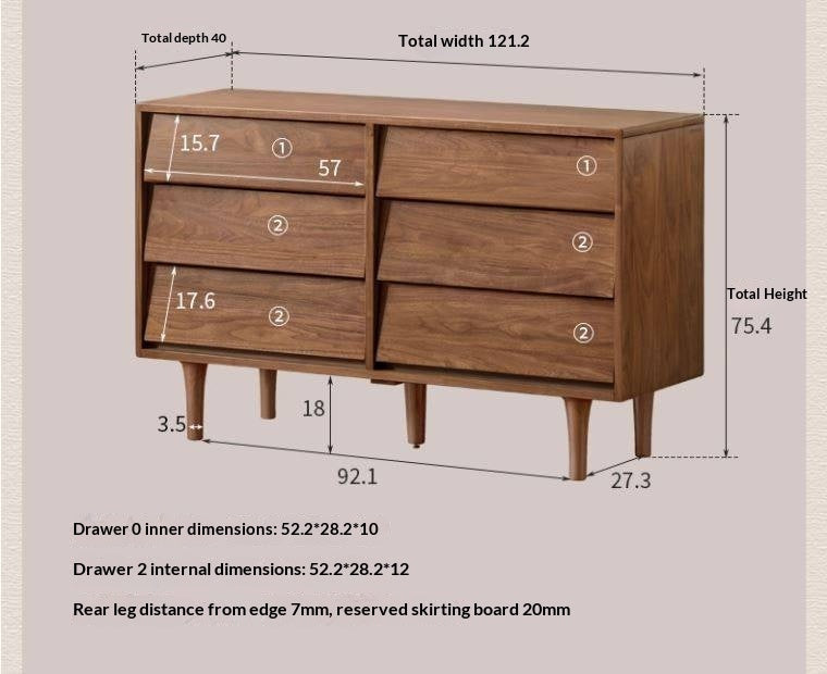 Black Walnut Solid Wood antique Style Chest of Drawers