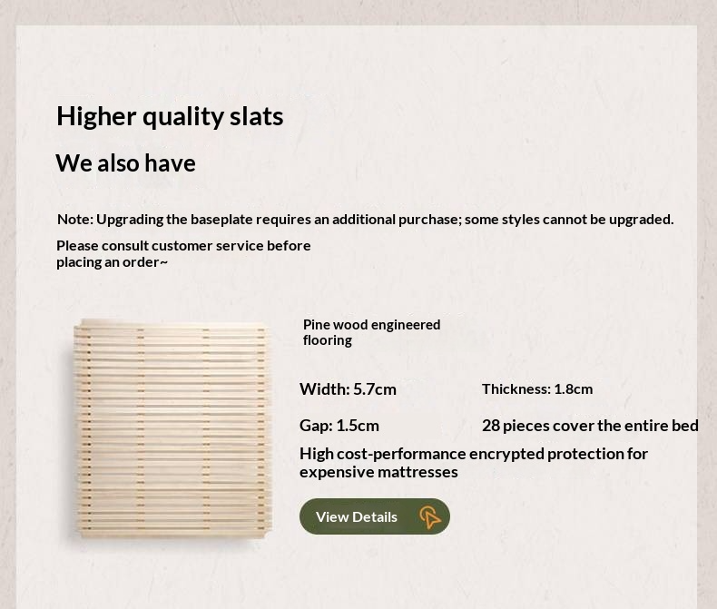 Rubberwood Solid Wood Bed — French Vintage Style, Large Slab Bed