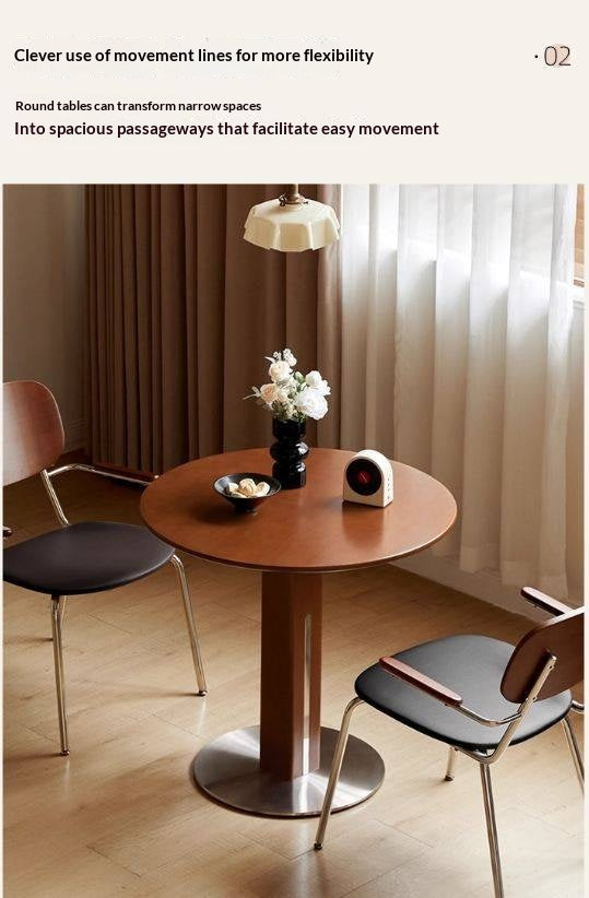 Poplar Solid Wood Vintage Round Bauhaus Style Dining Table