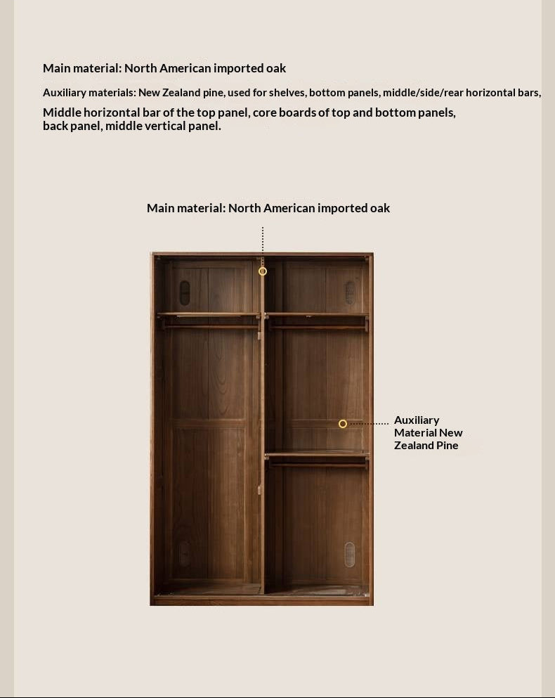 Oak Solid Wood Fluted Sliding Door Wardrobe