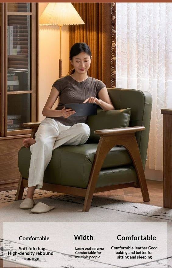 Oak Solid Wood A-Frame Accent Chair with Adjustable Backrest and Sleeper Function