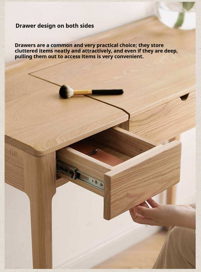 Ash Solid Wood Small Flip Vanity Table.