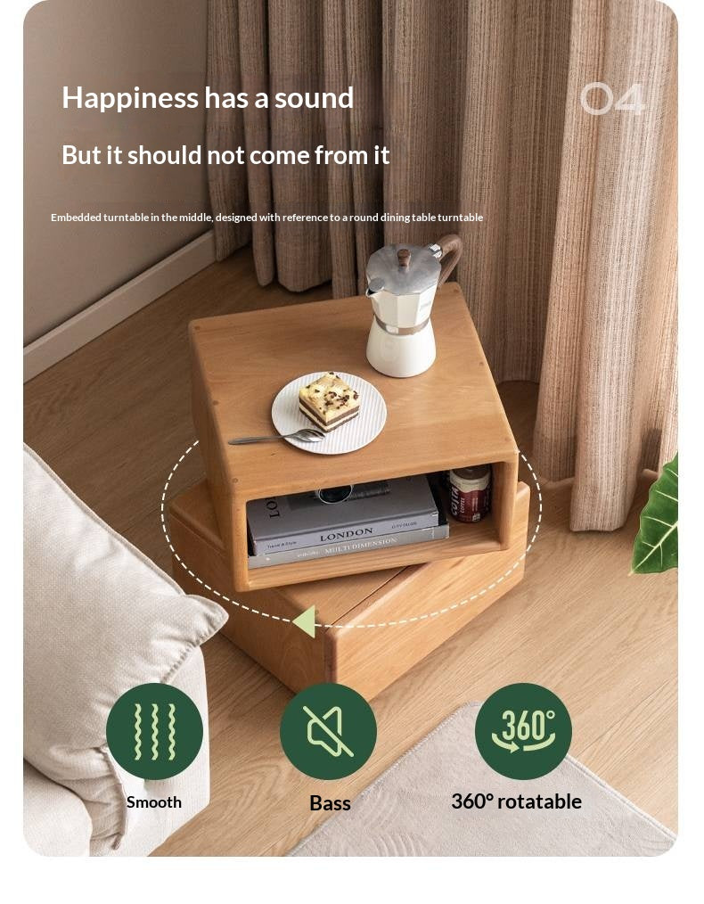 Beech Solid Wood Floor Rotating Side Table