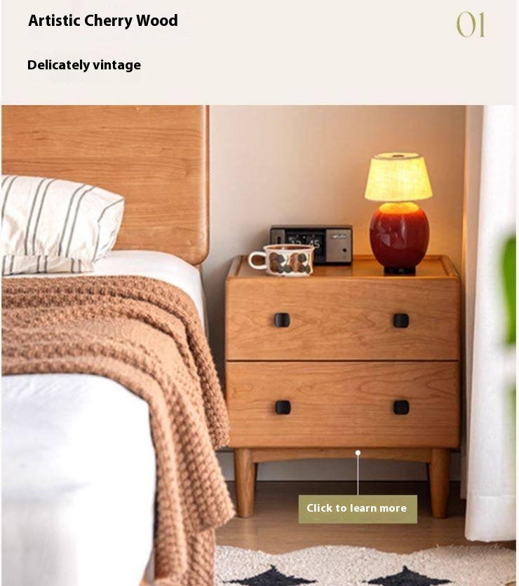 Solid Rubberwood Modern Nightstand