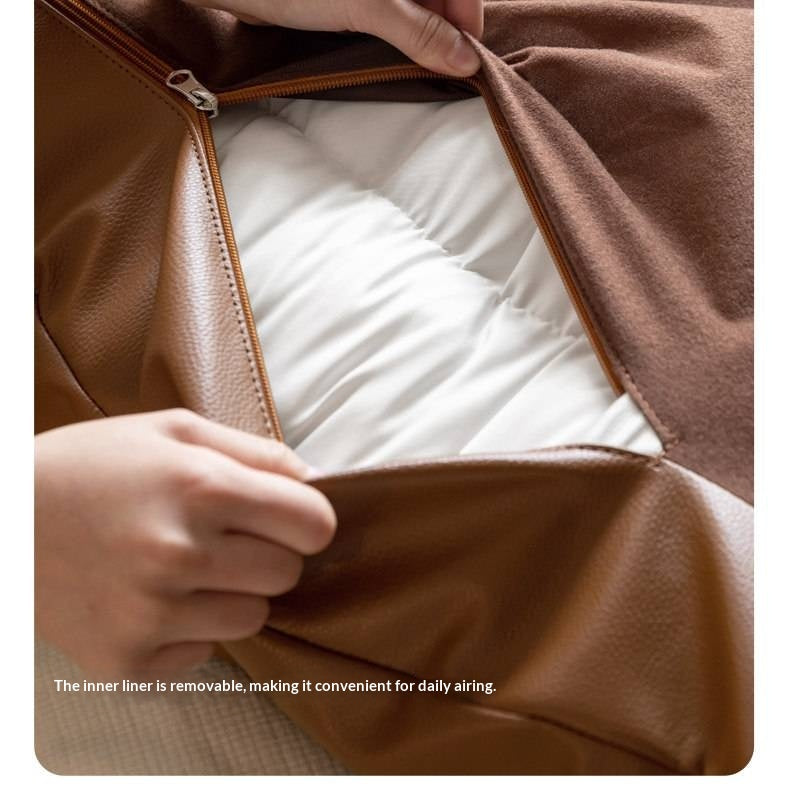 Soft Leather Headboard with Large Cushioned Backrest