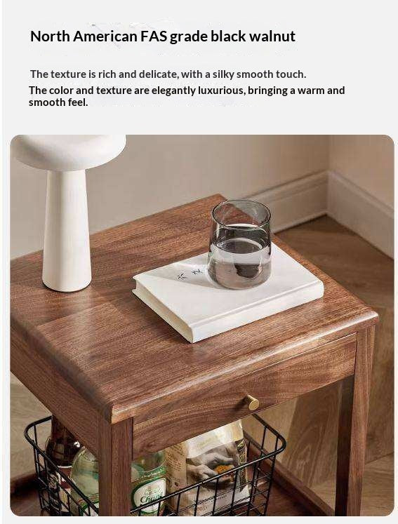 Black Walnut Solid Wood Narrow Nightstand