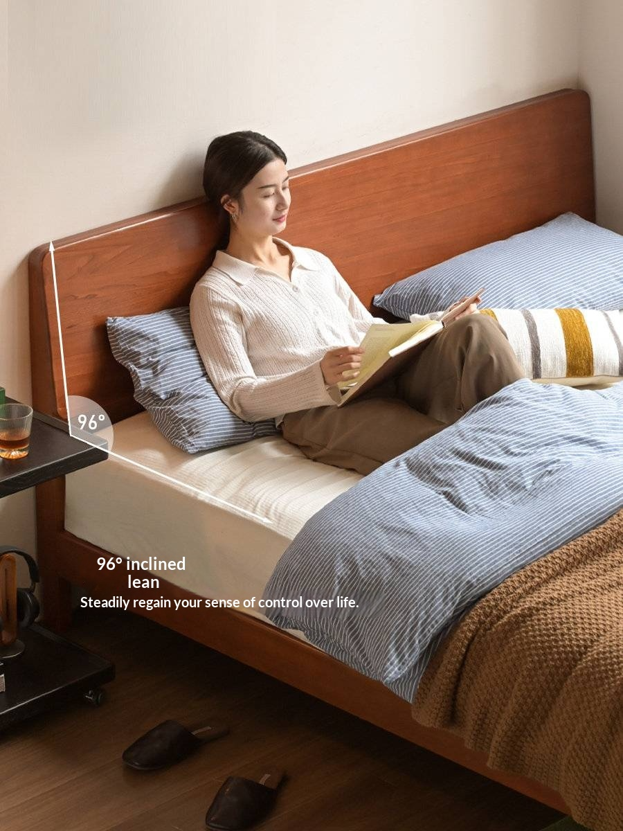 Poplar Solid Wood Bed — Retro Edge Vintage Slab Bed