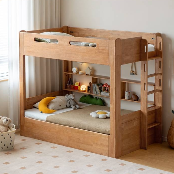 Rubberwood Solid Wood Children's Multifunctional Box Bunk Bed