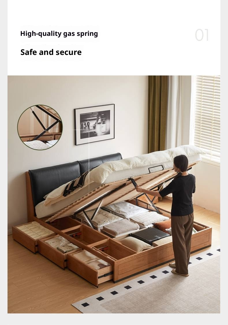 Cherry Solid Wood Box Bed Vintage Style