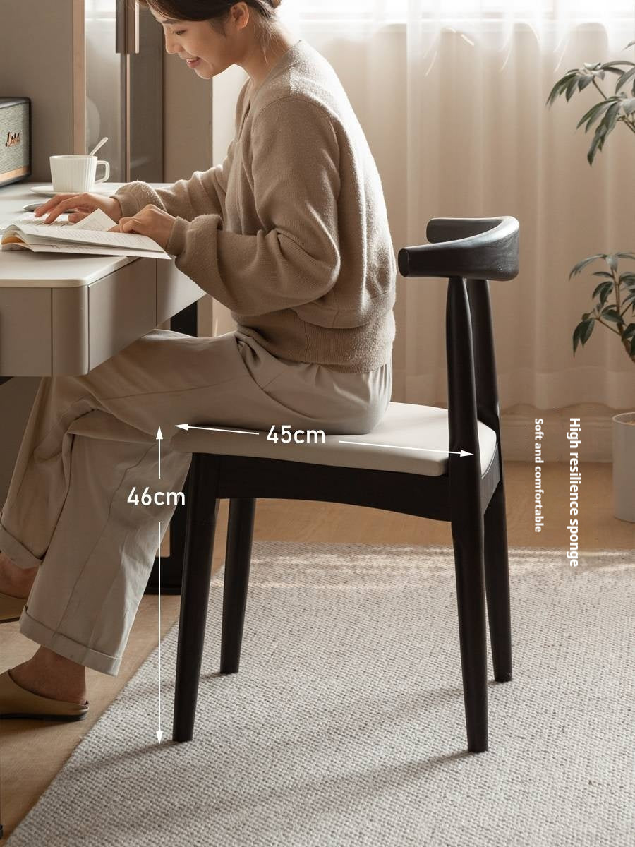 Set 4 pcs White Ash Solid Wood Horn Presidential Chair