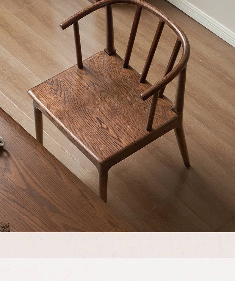 Black Walnut, Oak Solid Wood Round Tea Chair