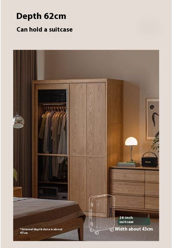 Ash Solid Wood Modern Wardrobe With Sliding Doors