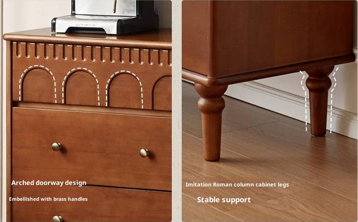 Poplar Solid Wood Medieval Style French Retro Six-Drawer Chest