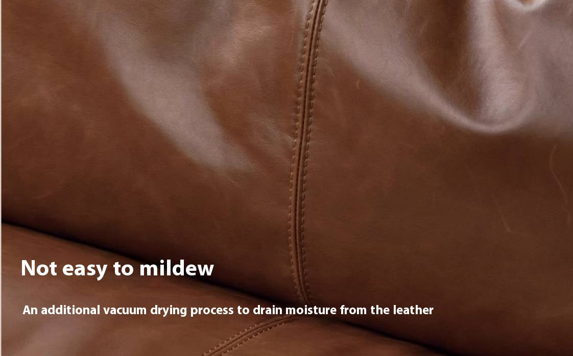 Italian Medieval Style Genuine Leather Oil-Wax Sofa