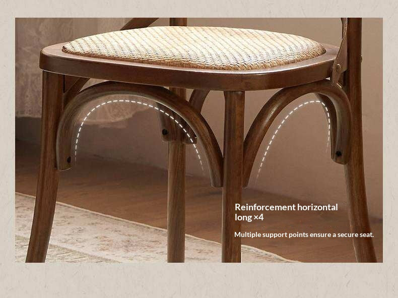 4 pcs -White Oak Solid Wood French Country Cross Back Dining Chair with Rattan Seat