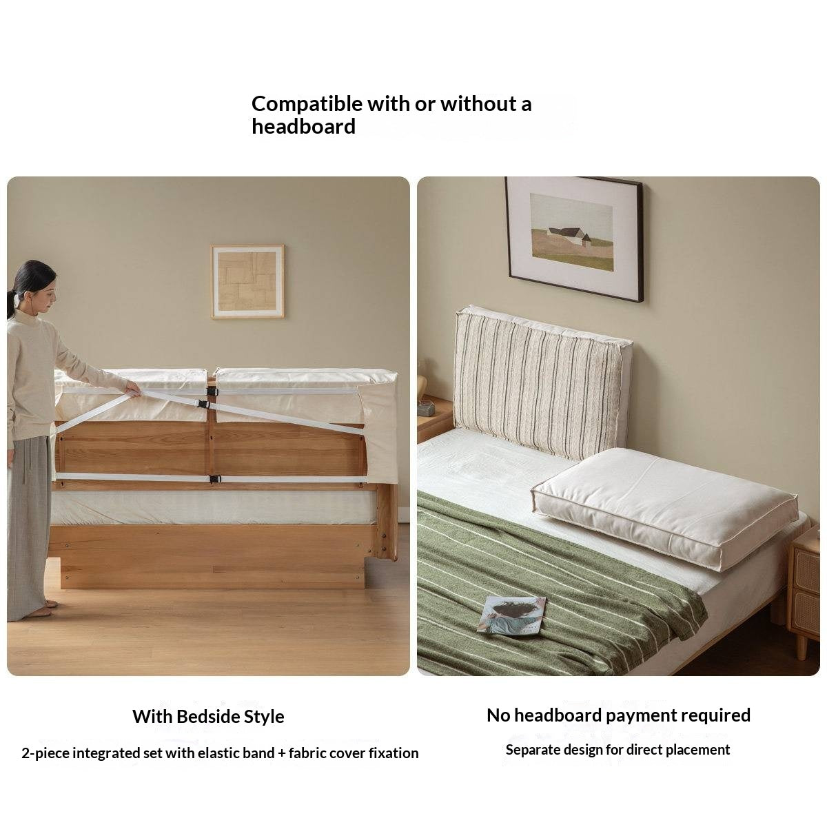 Fabric Bed Headboard Pillow with Large Removable Backrest Cushion