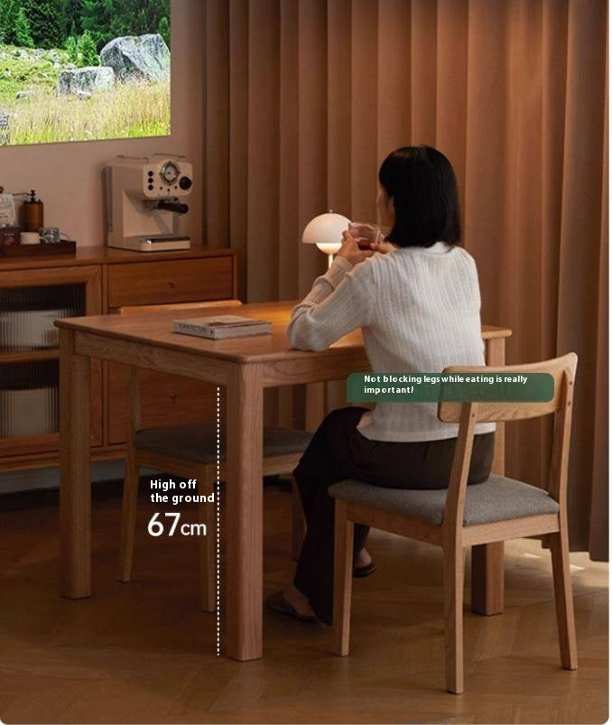 Solid Rubberwood, Oak Solid Wood Square Dining Table