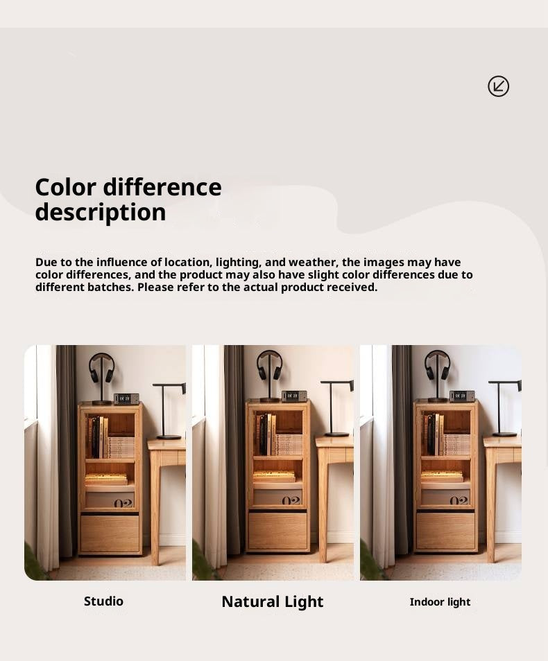 Oak Solid Wood Modern Side Cabinet.