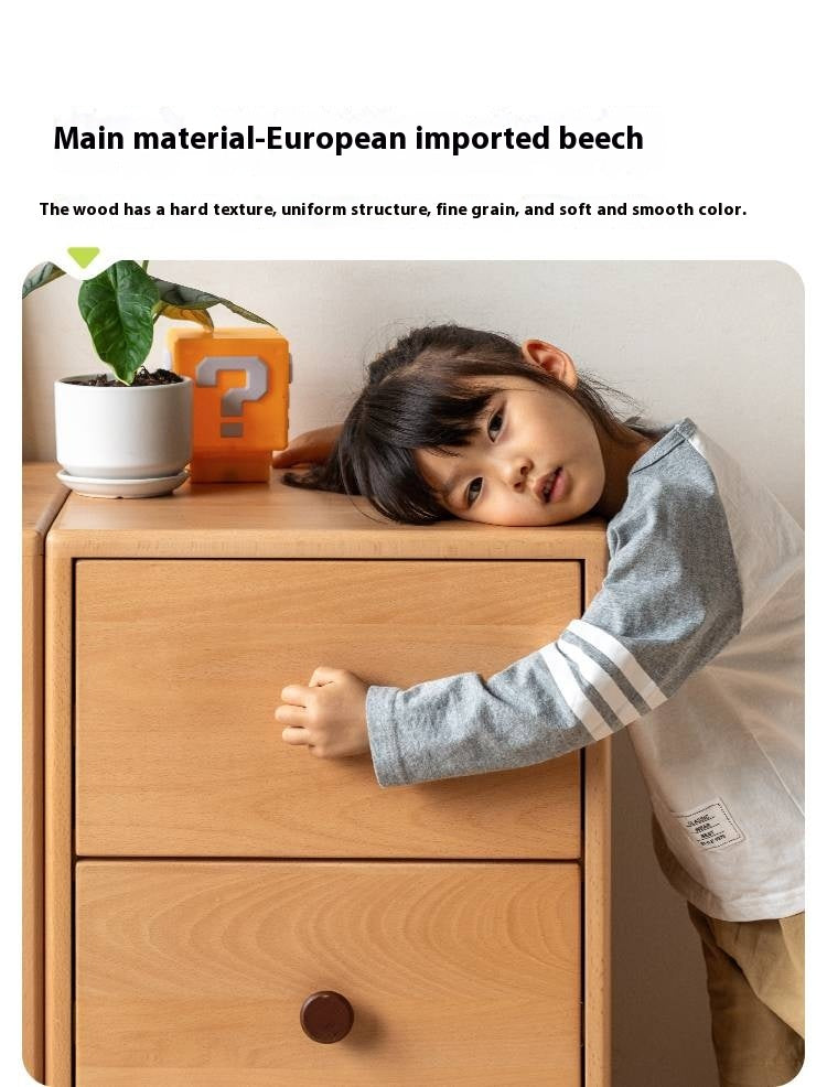 Beech, Solid Rubberwood Children's Bucket Cabinet