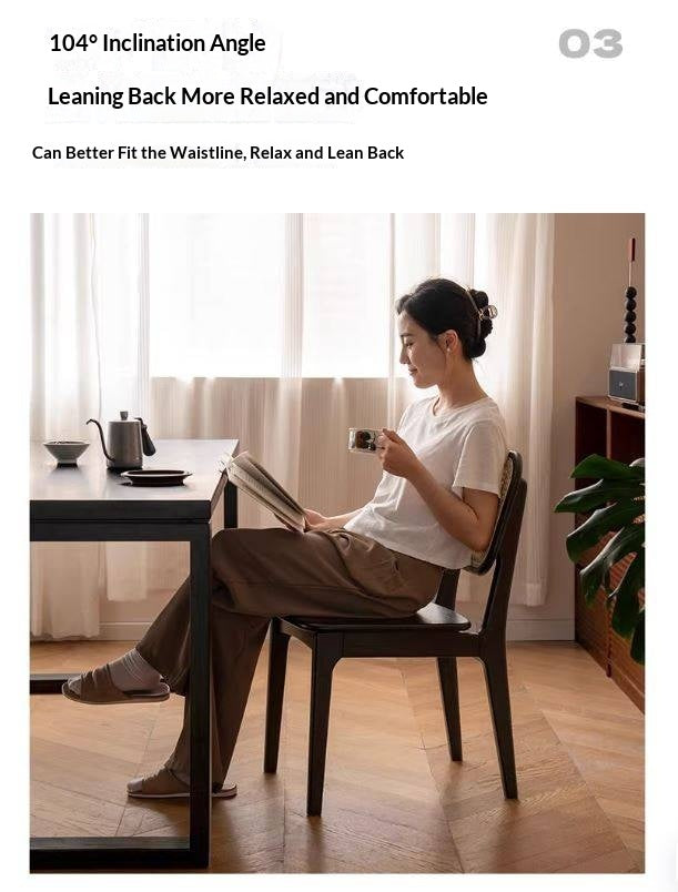 4 pcs Oak Solid Wood Back Rattan Dining Chair