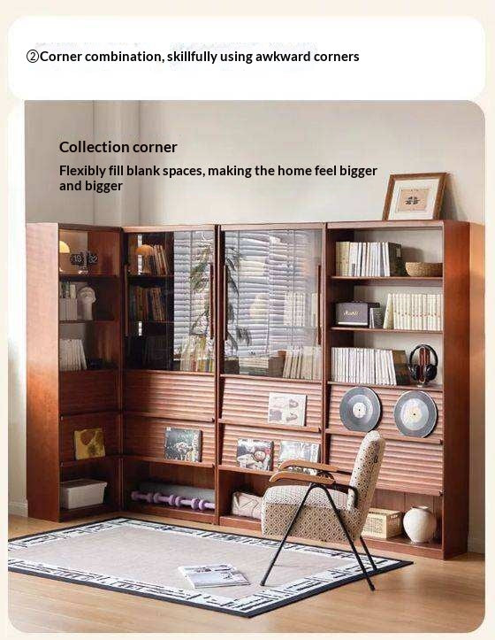 Solid Rubbewood Bookcase Household Storage.