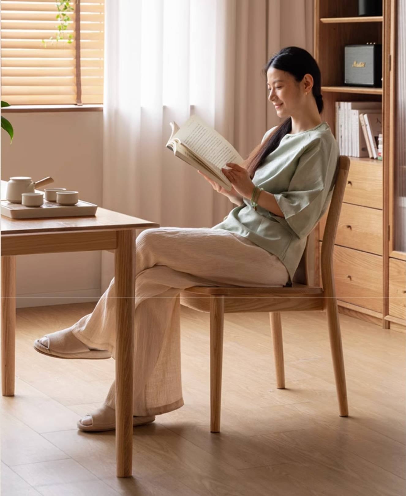 Set 4 pcs Oak Solid Wood New Chinese Style Dining Chair