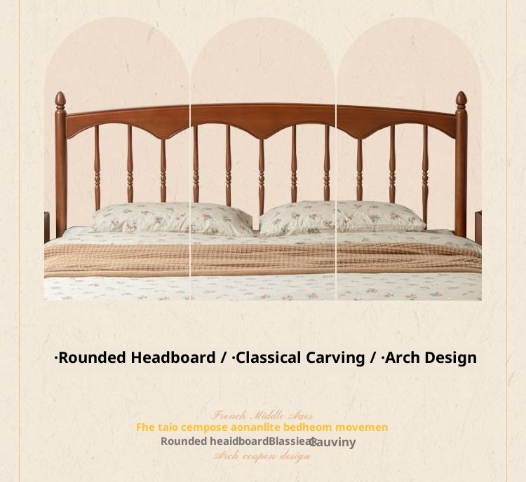 Poplar Solid Wood Windsor Bed, Retro Vintage Style