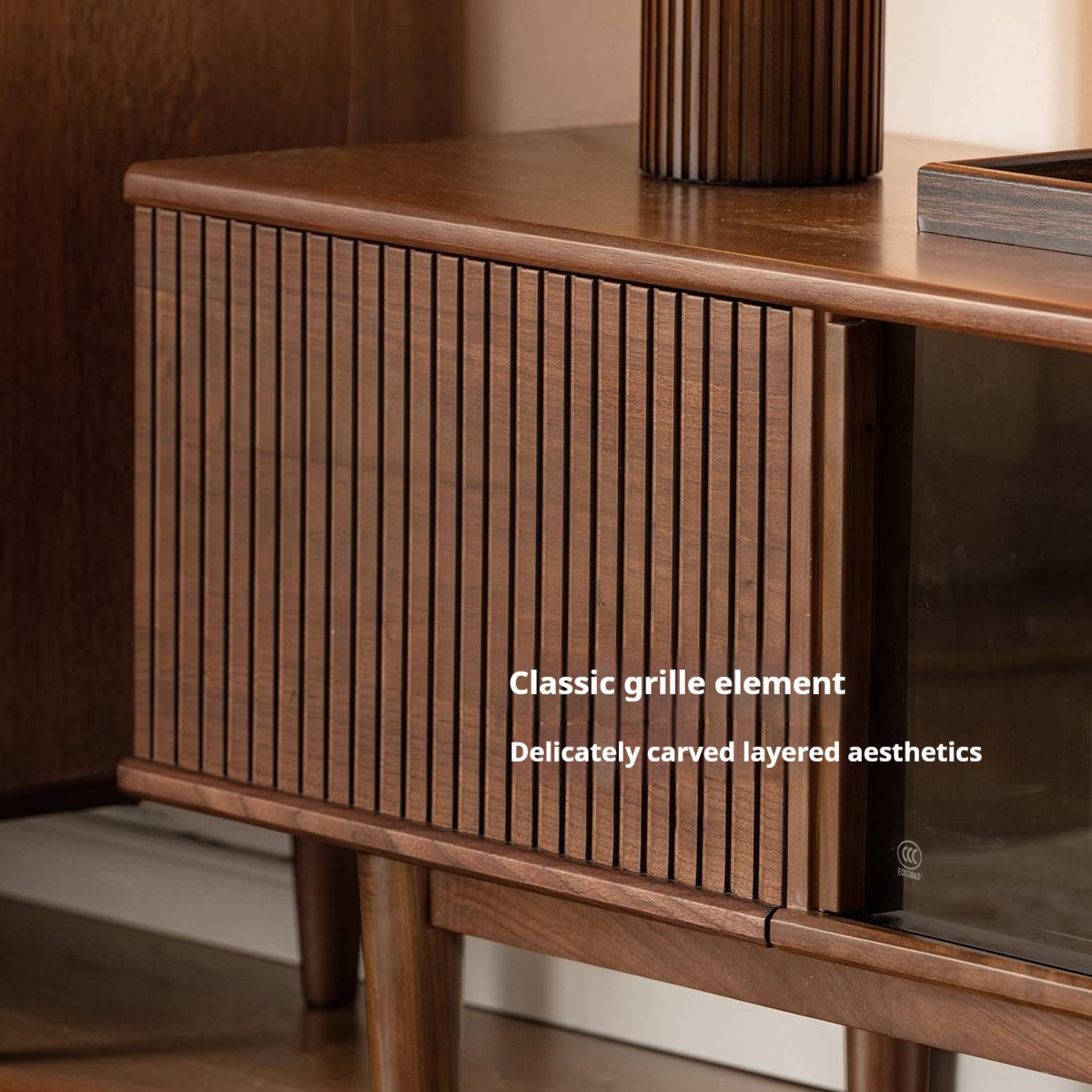 Black Walnut Solid Wood Modern TV Cabinet