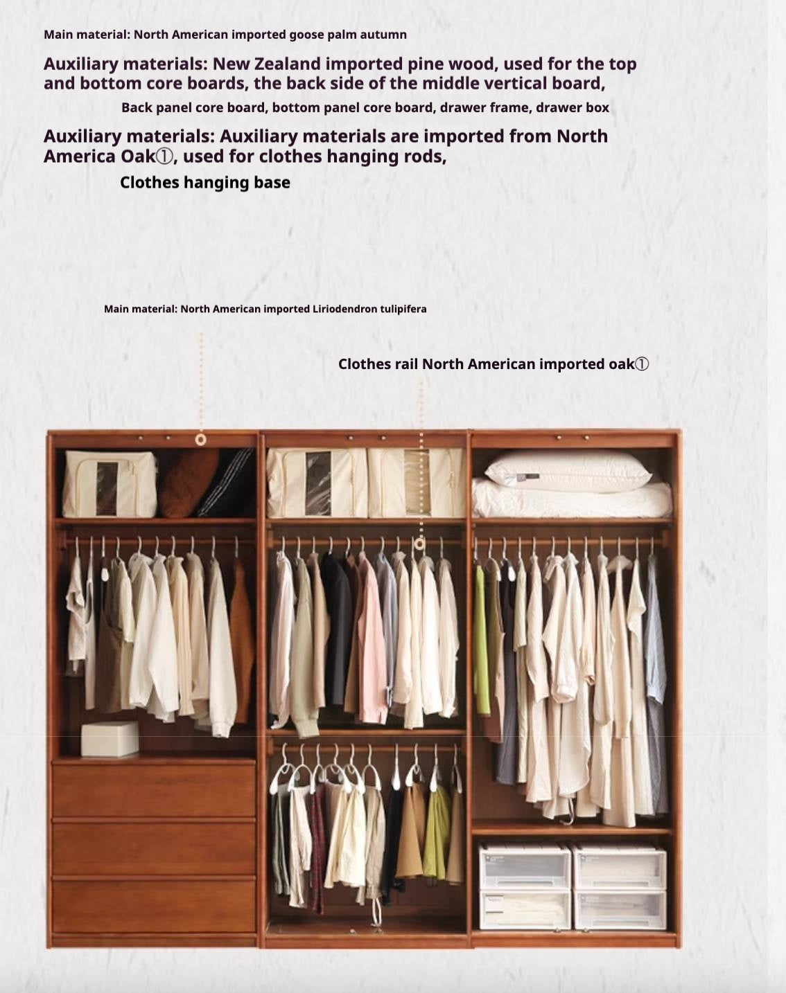 Poplar Solid Wood Antique Style Wardrobe.