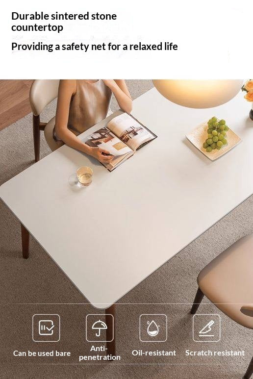 Beech Solid Wood Rock Board Dining Table