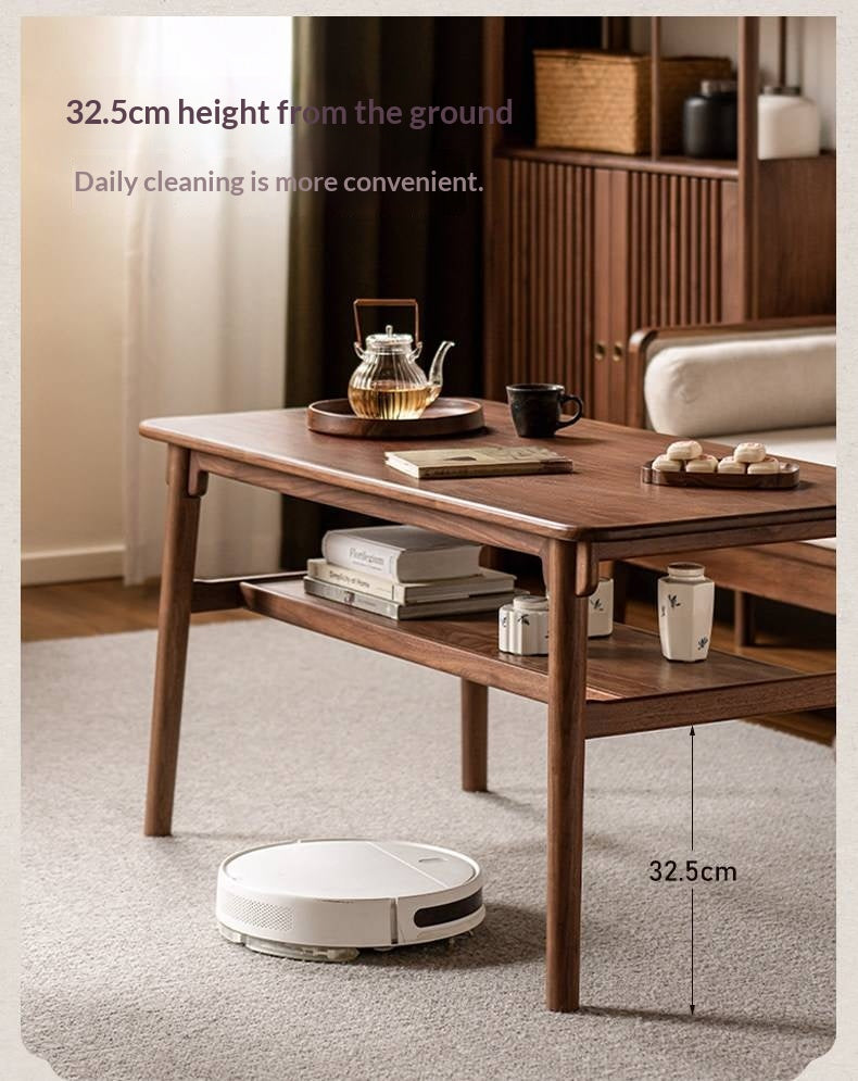 Ash, Black Walnut Solid Wood Double-Layer Coffee Table