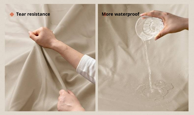 Beech Solid Wood Genuine Leather Soft Headboard Bed