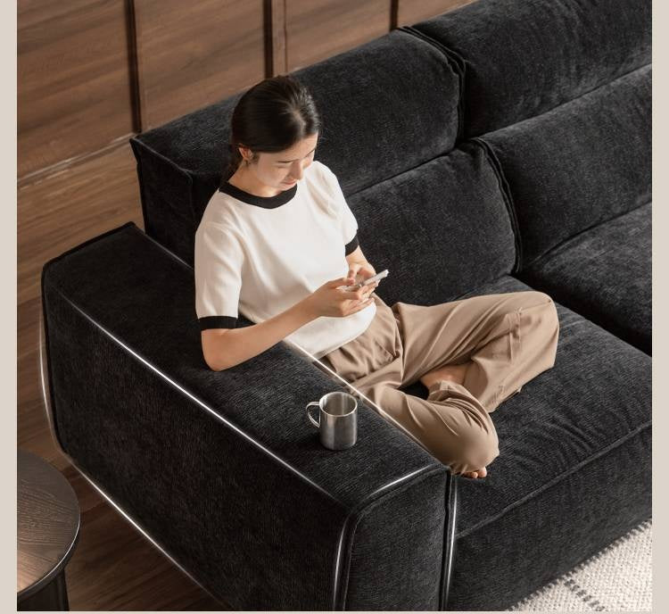 Fabric Modern Style chenille tofu block Sofa.