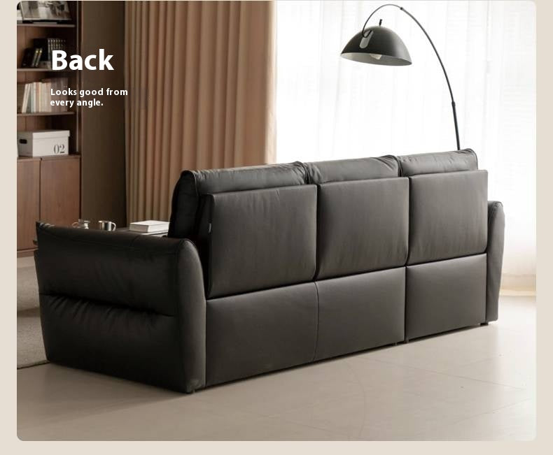 Genuine Leather Sofa Italian Light Luxury Tofu Block Sofa