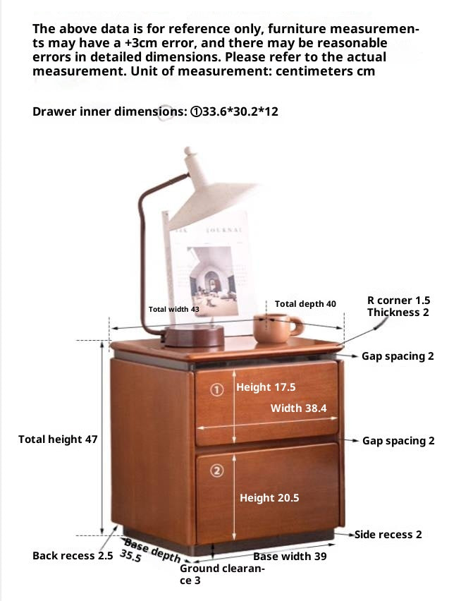 PoplarSolid Wood Vintage Style Nightstand