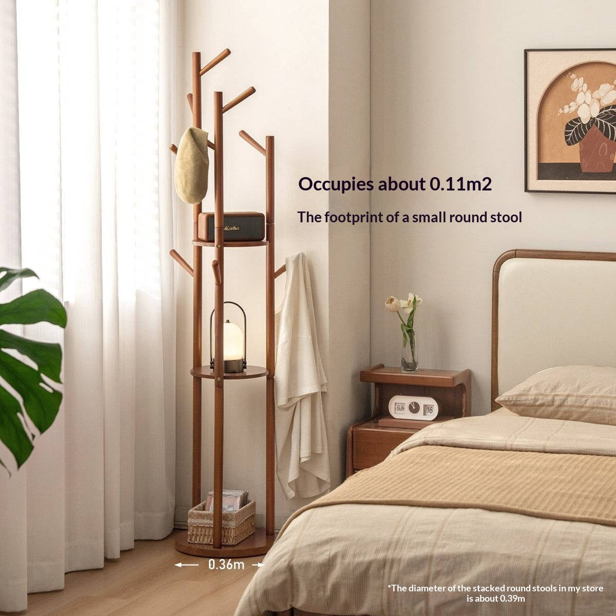 Solid Rubberwood Modern Minimalist Clothes Rack