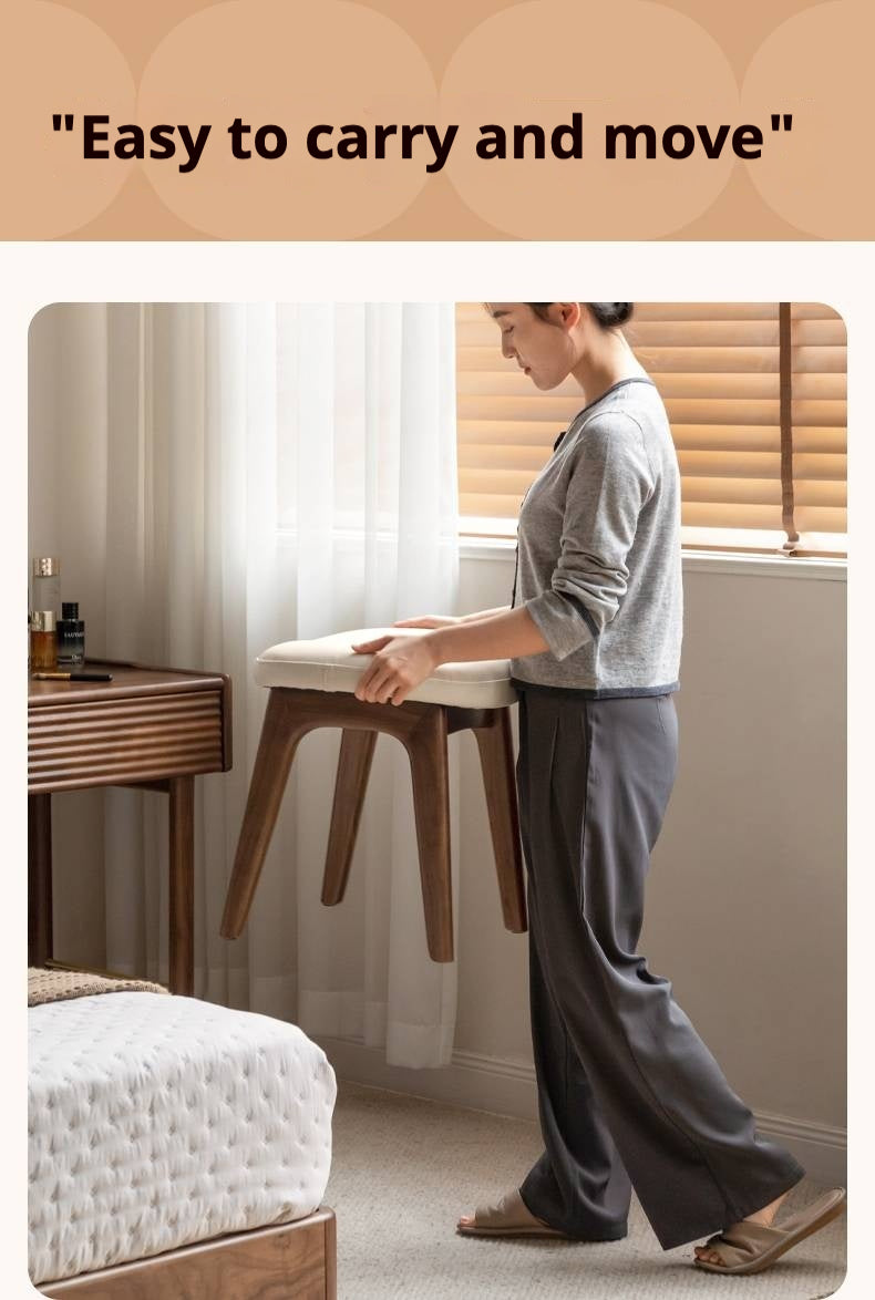 Black Walnut, Ash, Oak Solid Wood Makeup Soft Stool