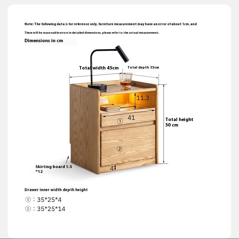 Ash Solid Wood Modern Nightstand