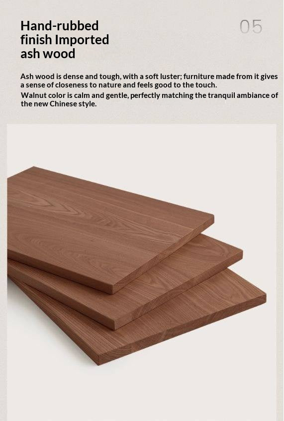 Ash Solid Wood Rock Plate Dining Table with Rotary Wheel