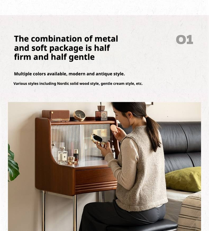 Organic leather Soft Package Makeup Stool.