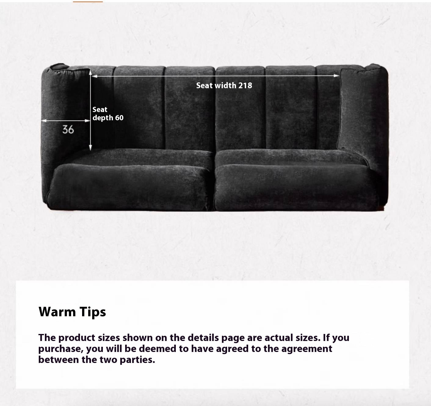Piano-Key Black Chenille Sofa with Elephant-Ear Design