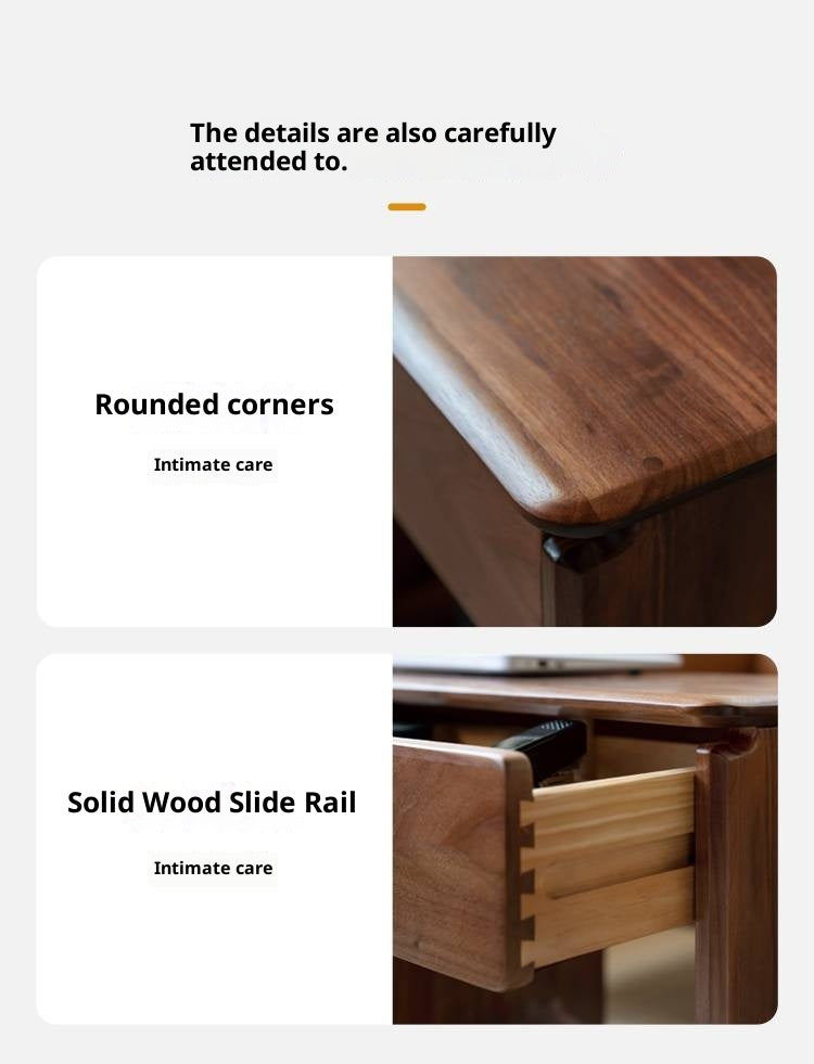 Black Walnut Solid Wood Nordic Style Movable Side Cabinet