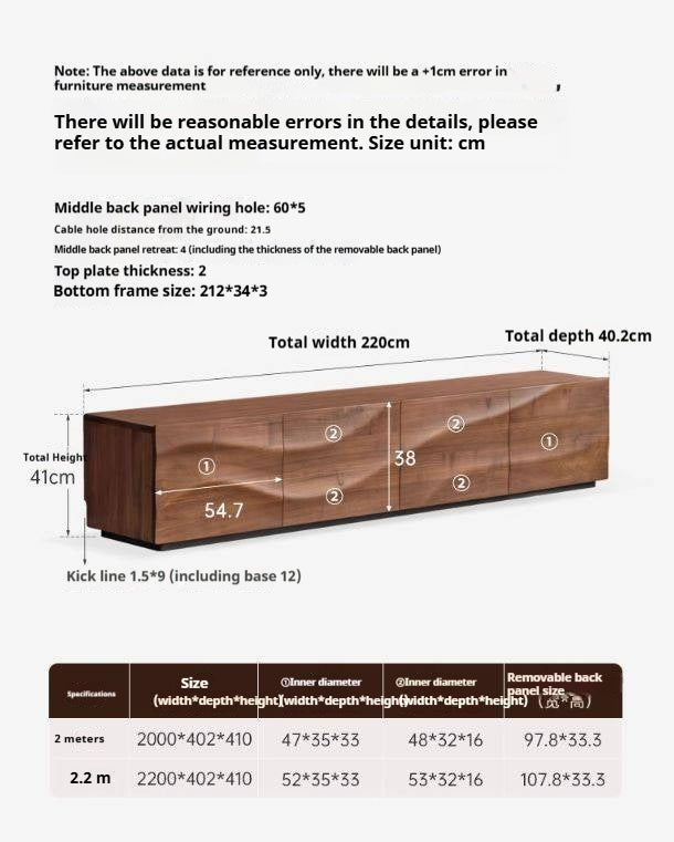 Solid Sandalwood, Black Walnut Solid Wood TV Cabinet Italian Light Luxury