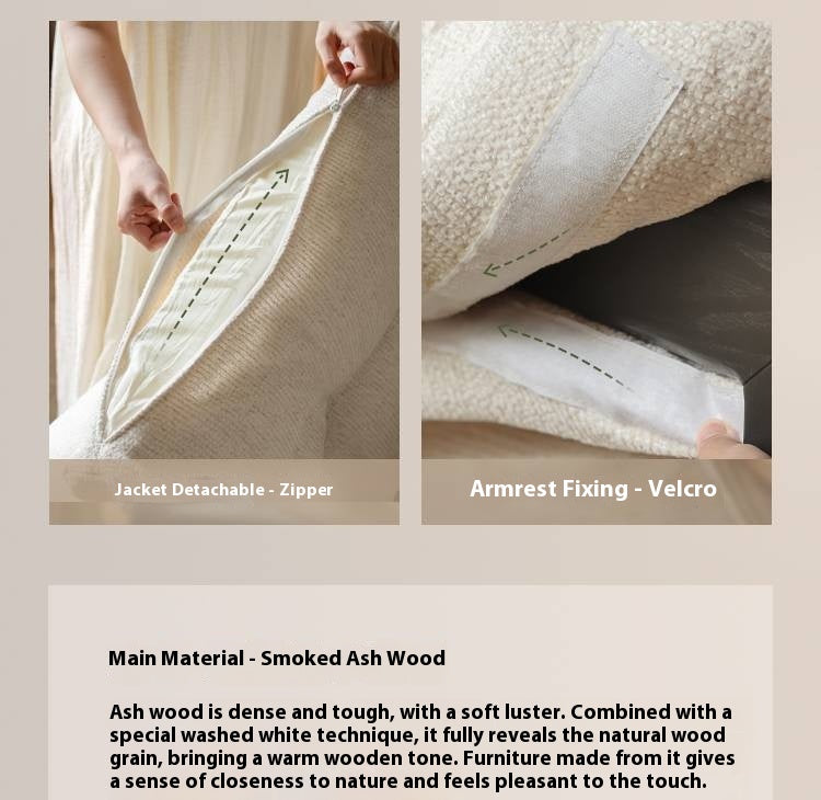 Ash Solid Wood Wabi Sabi Style Single Armchair