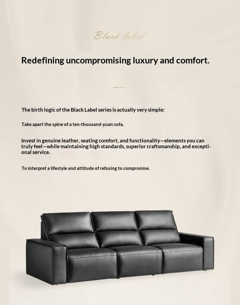 Genuine Leather Power Reclining Sofa with Adjustable Headrests and USB Charging