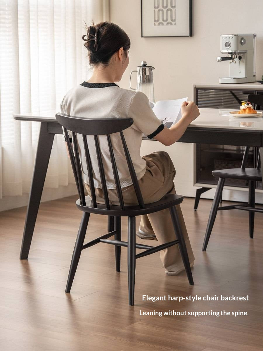 4 pcs -Solid RubberWood Windsor Dining Chair, Modern Spindle Back Chair, Scandinavian Farmhouse Style Kitchen