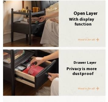 Cherry, Oak Solid Wood French Retro Nightstand.