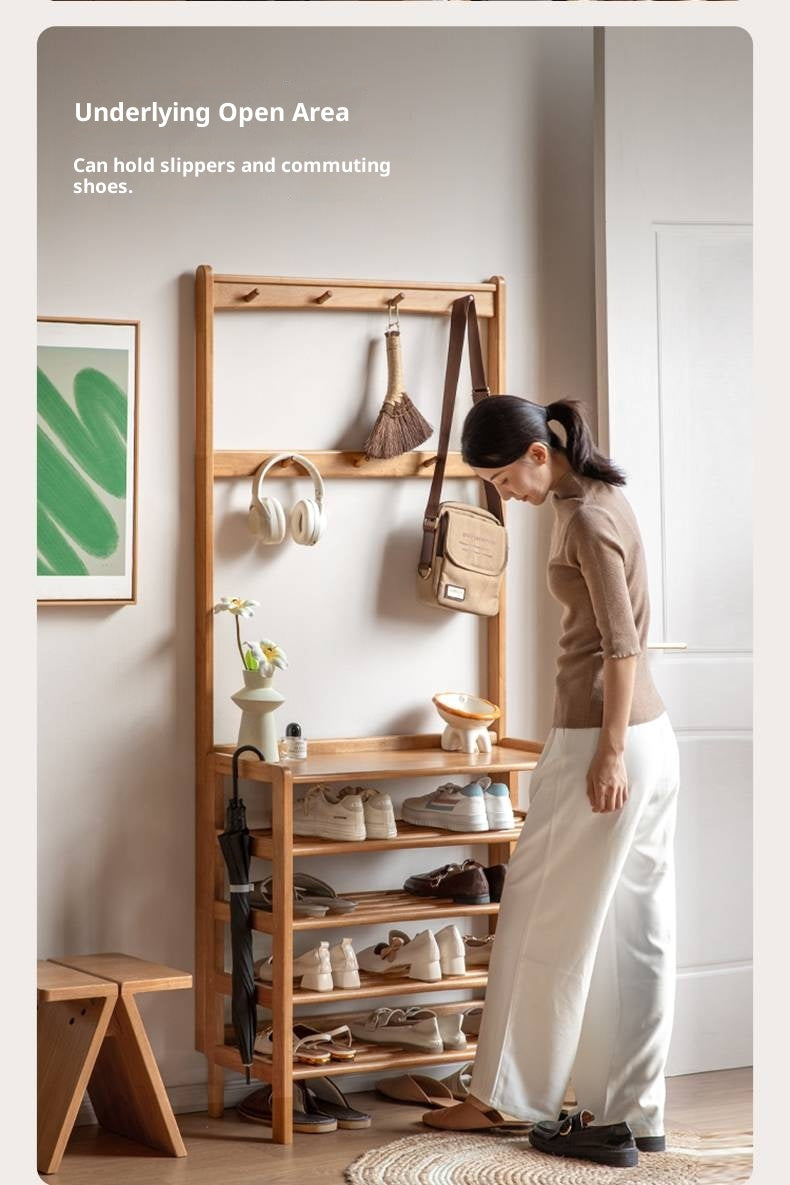 Solid Rubberwood Modern Minimalist Multi Layer Shoe Rack